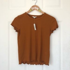 Madewell thin tee with ruffled edges
